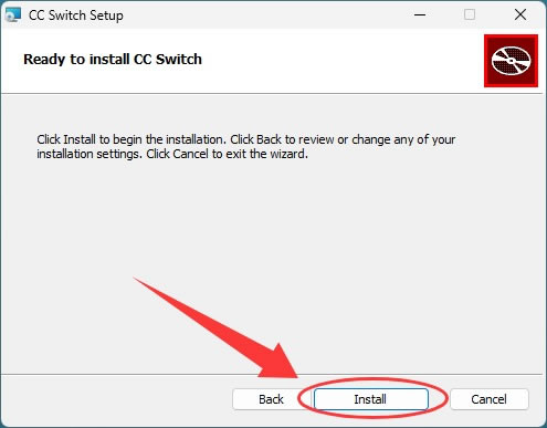 CC Switch Windows 安装：点击 Install